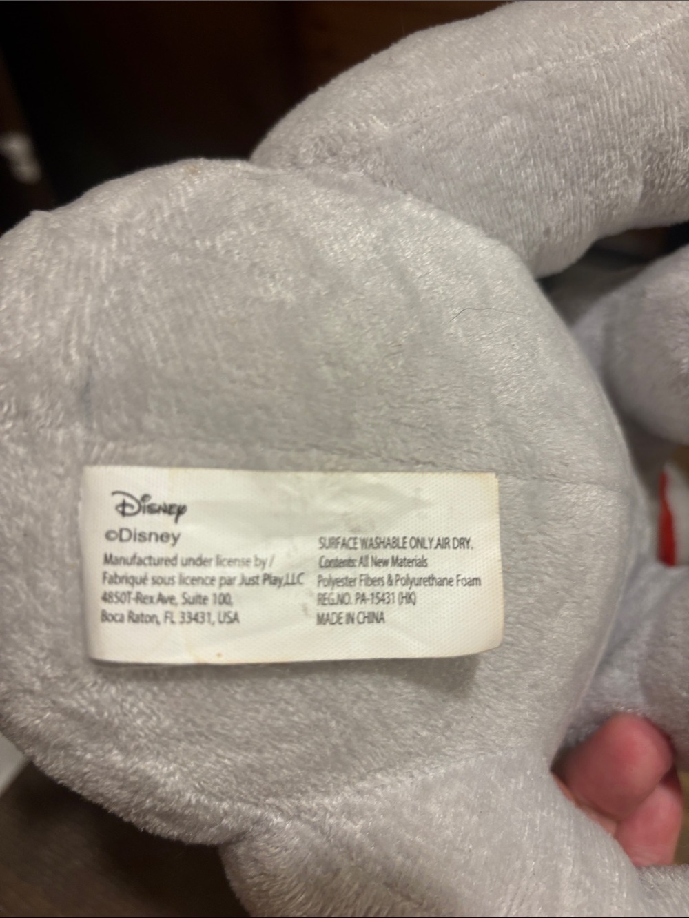 Disney Grey and Pink Dumbo Plush with Yellow Hat - Picture 3 of 3